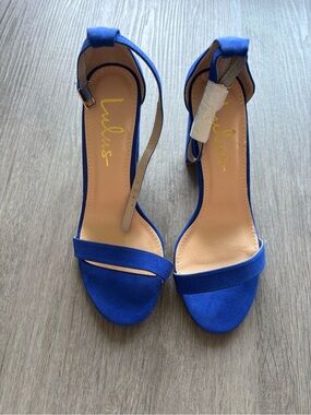 Lulu's Royal Blue Open-Toe Ankle Strap Heels